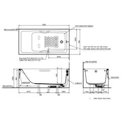 Bồn tắm yếm TOTO PAY1525HVC#W/TVBF411 dài 1m5