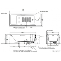 Bồn tắm xây TOTO PAY1720HV#W/TVBF411 dài 1m7 có tay vịn