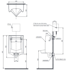 Bồn tiểu nam TOTO UT445H#W treo tường cấp nước phía sau
