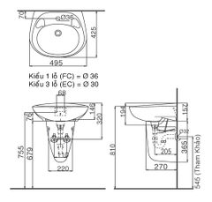Lavabo chậu rửa mặt INAX L-284V treo tường (L284V)
