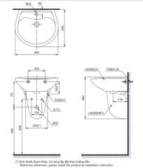 Lavabo chậu rửa mặt TOTO LHT300CR#W treo tường chân ngắn