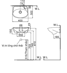 Lavabo chậu rửa mặt INAX L-280V treo tường (L280V)