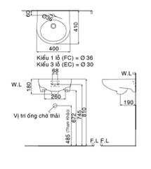 Lavabo chậu rửa mặt INAX L-282V treo tường (L-282V)
