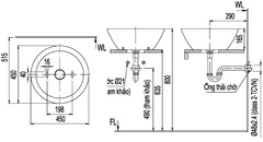 Lavabo chậu rửa mặt INAX AL-445V đặt bàn sứ chống bám bẩn Aquaceramic (AL445V)