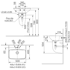 Lavabo chậu rửa mặt INAX L-289V treo tường (L289V)