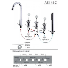 Vòi sen gắn bồn tắm Caesar AS143C nóng lạnh