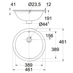 Lavabo chậu rửa mặt American Standard 0433-WT âm bàn tròn