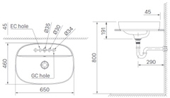 Lavabo chậu rửa mặt INAX AL-652VGC đặt bàn 3 lỗ (AL652VGC)