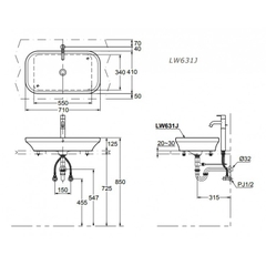 Lavabo chậu rửa mặt TOTO LW631JW/F#W