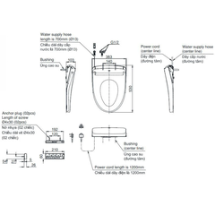 Nắp Rửa Điện Tử Washlet TOTO TCF47360GAA (W23) Đóng Mở Tự Động Giấu Dây S7