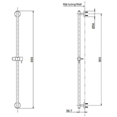 Thanh Trượt Sen Tắm TOTO TBW01015B