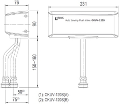 Xả tiểu cảm ứng INAX OKUV-120S(B)-0.5DC dùng pin