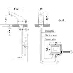 Vòi lavabo chậu rửa mặt Caesar A912 nước lạnh cảm ứng