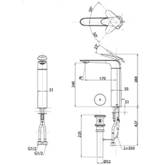 Vòi lavabo chậu rửa mặt TOTO TLP03301A1 nóng lạnh cổ cao