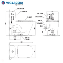 Bồn cầu 1 khối Viglacera V68