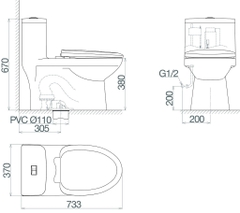 Bàn cầu một khối Viglacera MK2
