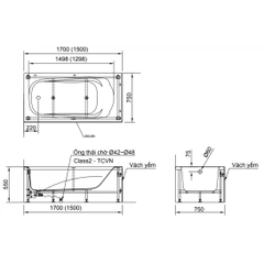 Bồn tắm yếm INAX FBV-1702S dài 1m7 (FBV1702S)