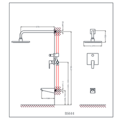 Sen tắm đứng âm tường Caesar BS644 nóng lạnh