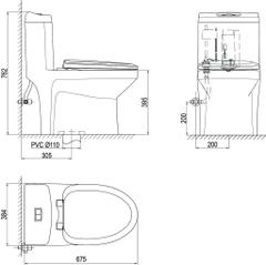 Bàn cầu một khối Viglacera S301