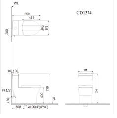 Bồn cầu 1 khối Caesar C1374