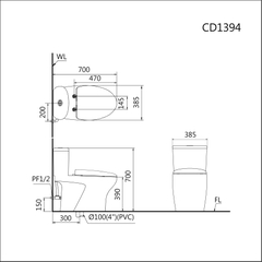 Bồn cầu 1 khối Caesar C1394