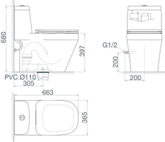 Bàn cầu một khối Viglacera V68