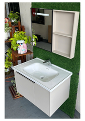 Bộ Tủ Lavabo Nhôm Tổ Ong Ca001 (Kem) 8 Tấc