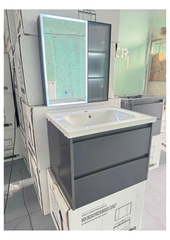 Bộ Tủ Lavabo PVC Cao Cấp 9001 (Xám) 6 Tấc