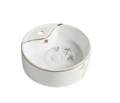 Lavabo chậu rửa mặt đặt bàn HONORCY tròn bông mai 14