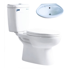 Bồn cầu 2 khối Thiên Thanh King nắp êm + Lavabo LT04