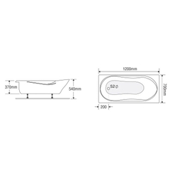 Bồn tắm dài Euroca EU1-1270 dài 1m2 chân yếm đặt sàn