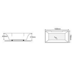 Bồn tắm dài Euroca EU1-1570 dài 1m5 chân yếm đặt sàn