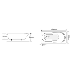 Bồn tắm dài Euroca EU1-1575 dài 1m5 xây
