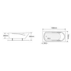 Bồn tắm dài Euroca EU1-1775 dài 1m7 xây
