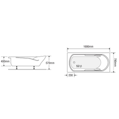 Bồn tắm dài Euroca EU1-1780 dài 1m7