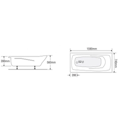 Bồn tắm dài Euroca EU2-1675 dài 1m6 xây