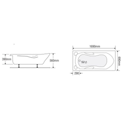 Bồn tắm dài Euroca EU2-1770 dài 1m7