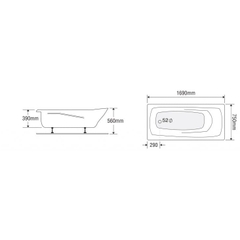 Bồn tắm dài Euroca EU2-1775 dài 1m7 xây