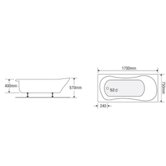 Bồn tắm dài Euroca EU4-1775 dài 1m7 chân yếm đặt sàn