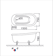 Bồn tắm lập thể Caesar KT1150 dài 1m5