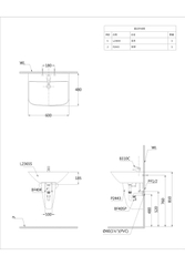 Lavabo chậu rửa mặt Caesar L2365 treo tường