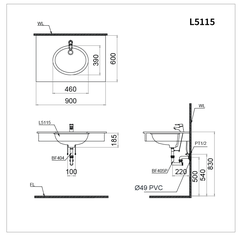 Lavabo chậu rửa mặt Caesar L5115 âm bàn