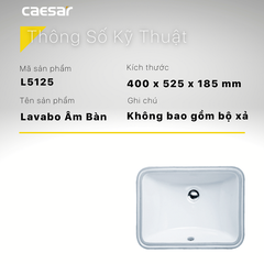 Lavabo chậu rửa mặt Caesar L5125 âm bàn