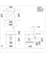 Lavabo chậu rửa mặt Caesar L5215 đặt bàn