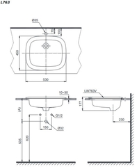Lavabo chậu rửa mặt TOTO L763#XW bán âm men sứ chống bám bẩn