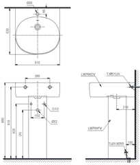 Lavabo chậu rửa mặt TOTO LPT766C#XW treo tường chân dài sứ chống bám bẩn