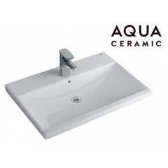 Lavabo chậu rửa mặt INAX AL-2397V bán âm dương vành sứ chống bám bẩn Aquaceramic (AL-2397V)