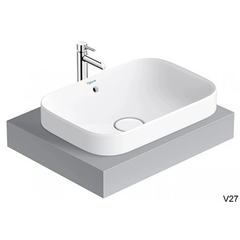 Lavabo chậu rửa mặt Viglacera V27 bán âm dương vành