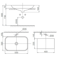 Lavabo chậu rửa mặt Viglacera V28 bán âm dương vành