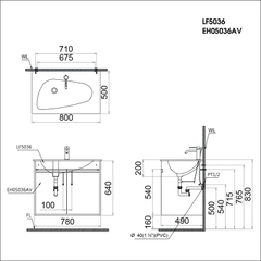 Bộ Lavabo tủ Caesar LF5036 + EH05036AV